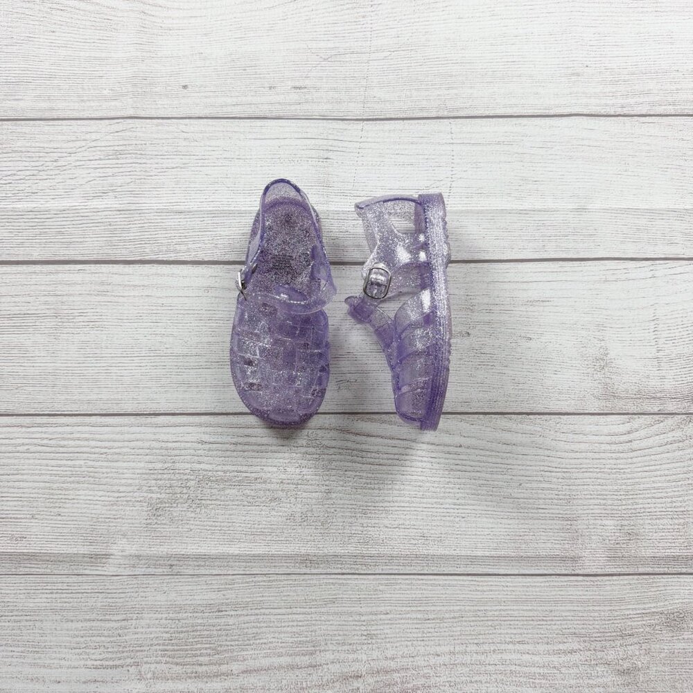 Baby Gap Toddler Jelly Sandals Purple Grape Glitter Buckle Strap Water Shoes 9